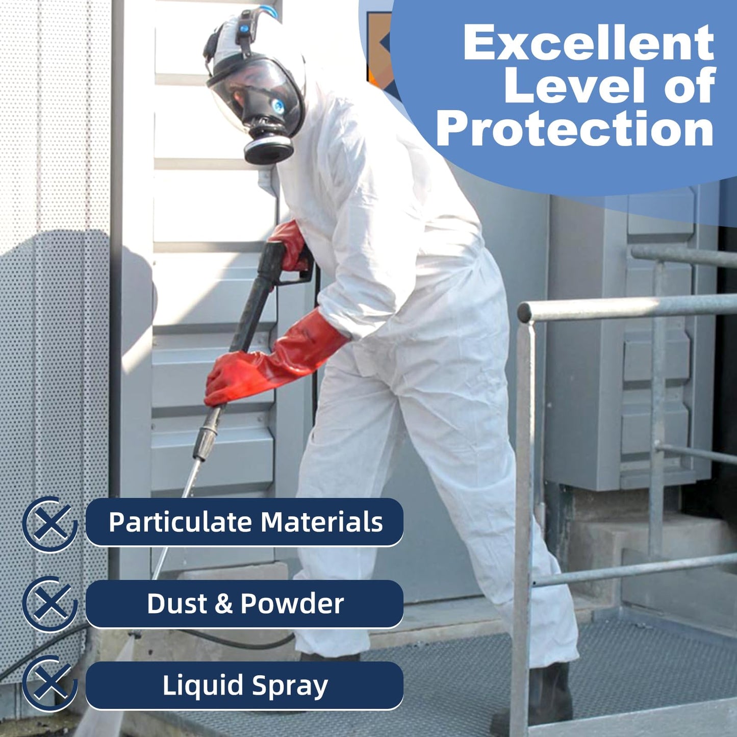 ETERNA Hazmat Suits- 20 Pack Disposable Protective Coveralls with Hood, Zipper, Elastic Wrists, Shoe Covers for Men & Women, Shield from Dirt, Dust, Paint (White, Large)