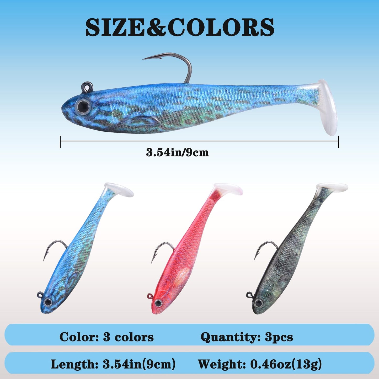 FISHCORNER Swim Bait Paddle Tail Swim Baits for Bass Fishing,Realistic Paint Minnow Swimbait Walleye Fishing Lures,Pre-Rigged Swimbaits Fishing Soft Plastic Lures for for Bass Trout Walleye 3/6pcs