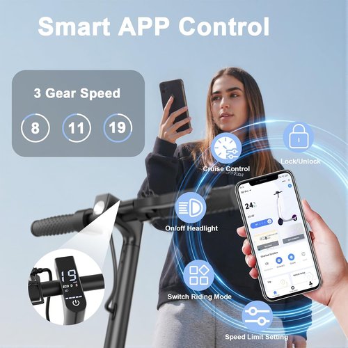 Electric Scooter - Dual Suspension | 350W/500W Motor, 19/22 MPH Speed, 23-31 Mile Range, 8.5"/10" Tires