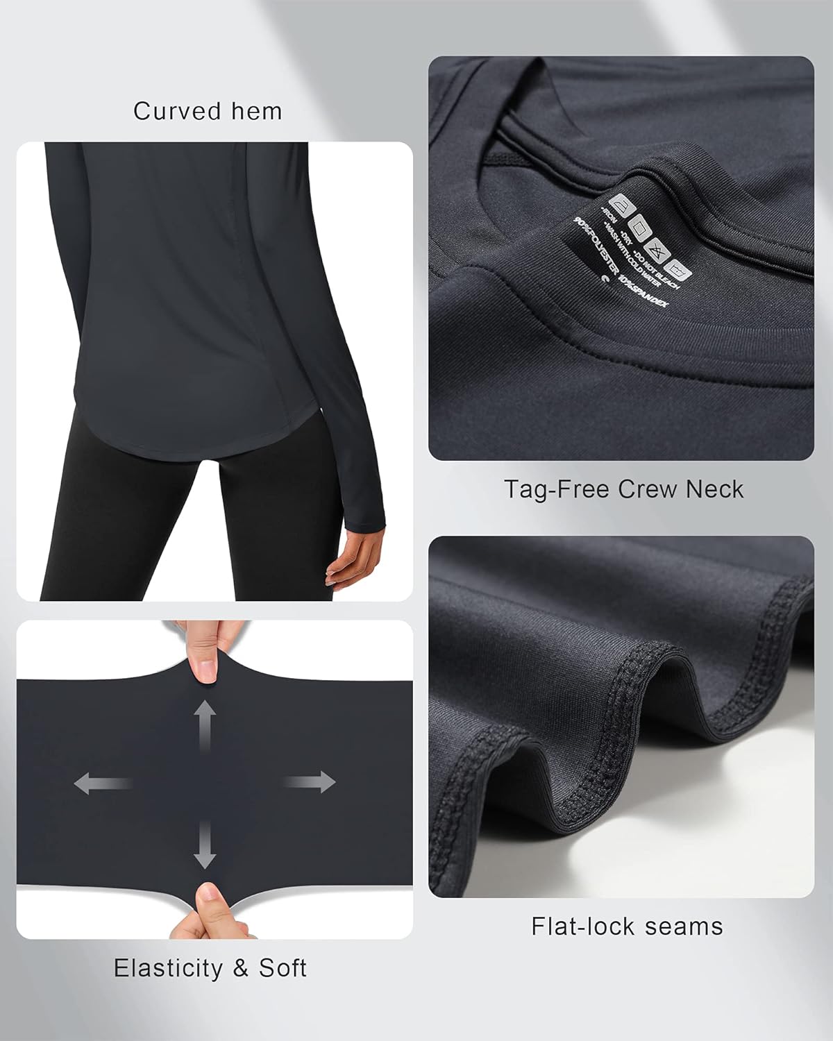Roadbox Women's Long Sleeve UV Sun Shirts - UPF 50+ Rash Guard for Workout & Swim