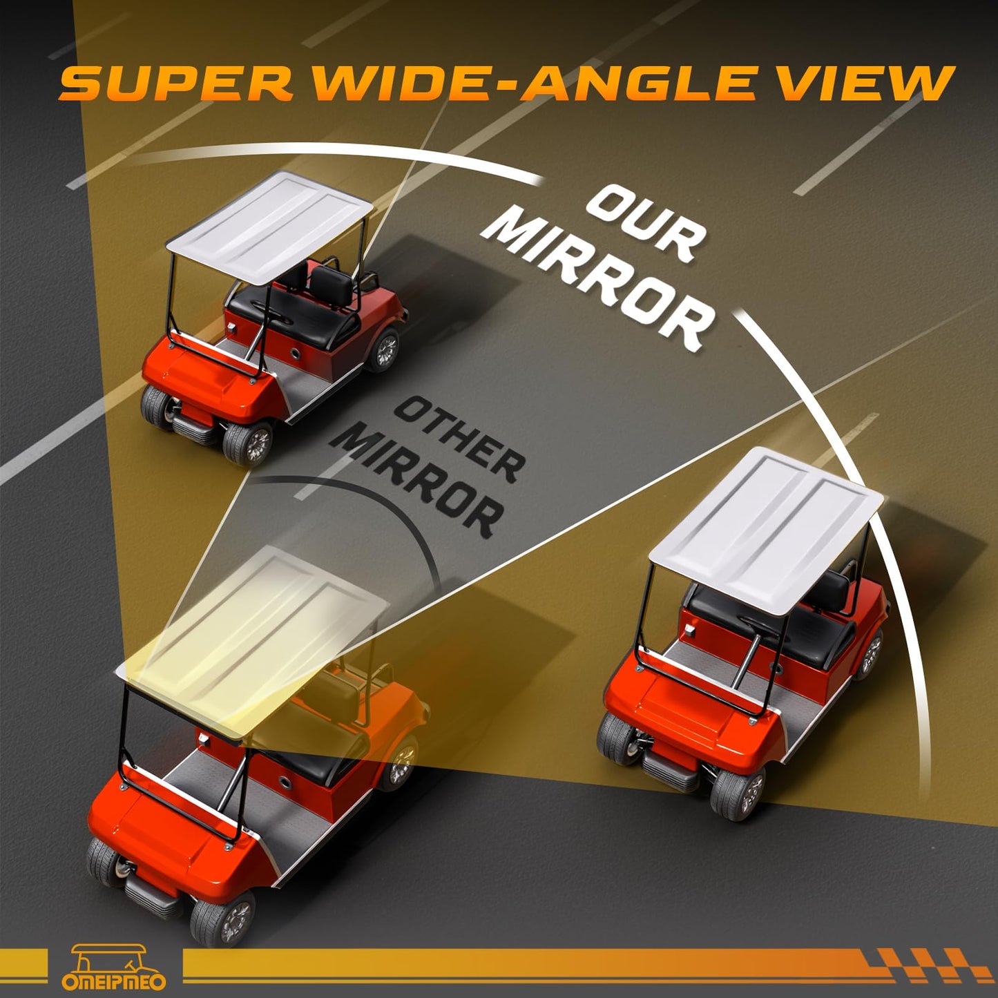 Universal Golf Cart 4 Panel Mirror, Wide Angle Rear View Mirror for YAMAHA, Club Car, EZGO, Golf Cart Mirrors Eliminate Blind Spots, High-Definition Vision, Anti-Shake