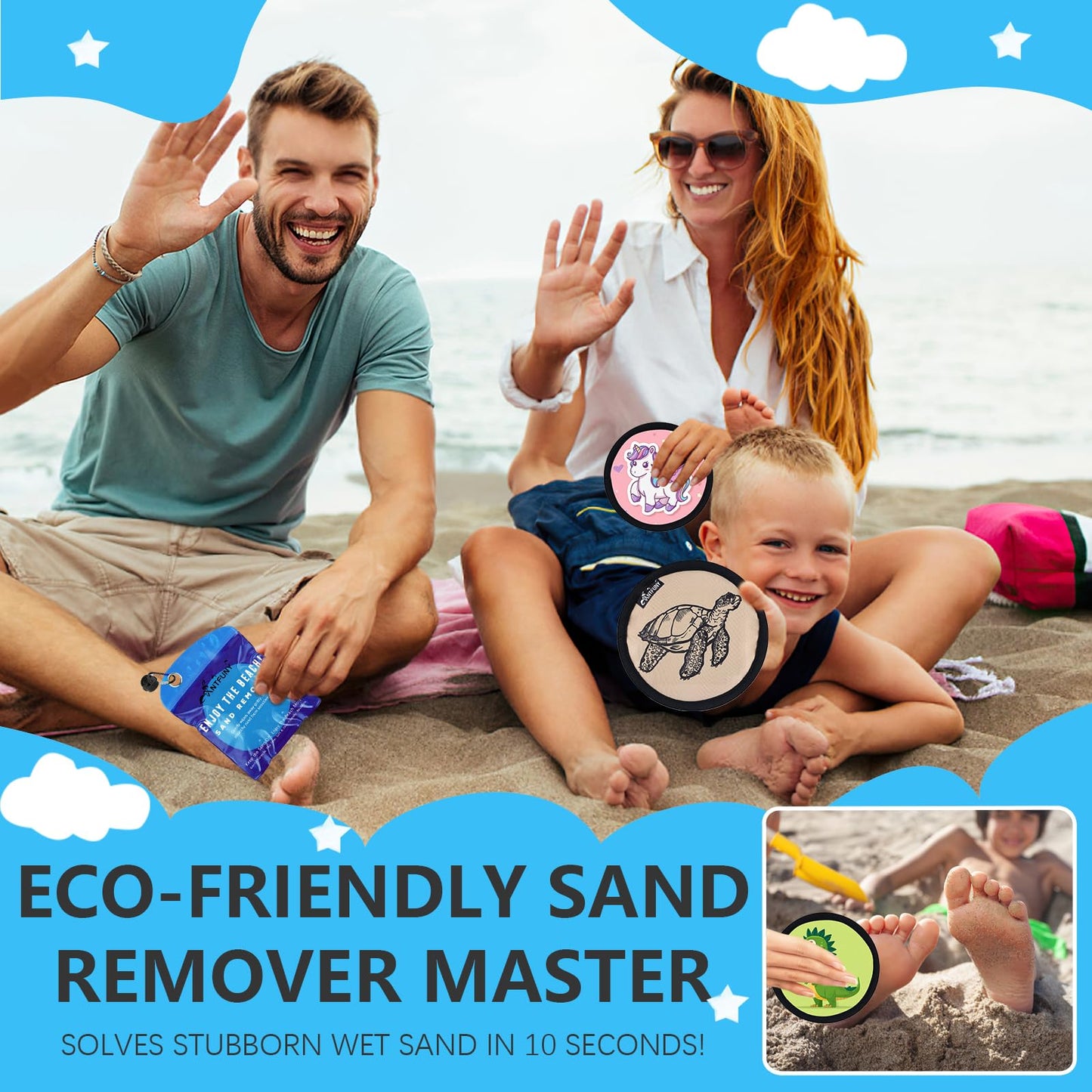 Sand Remover for Beach Cleaner Eraser for Family Kids Women Wipe Off Mitt Duster Brush Vacation Trip Hawaii Honeymoon Essential Towel Gift Costa Rica Must Haves Resort Rio de Janeiro Palm Leaves