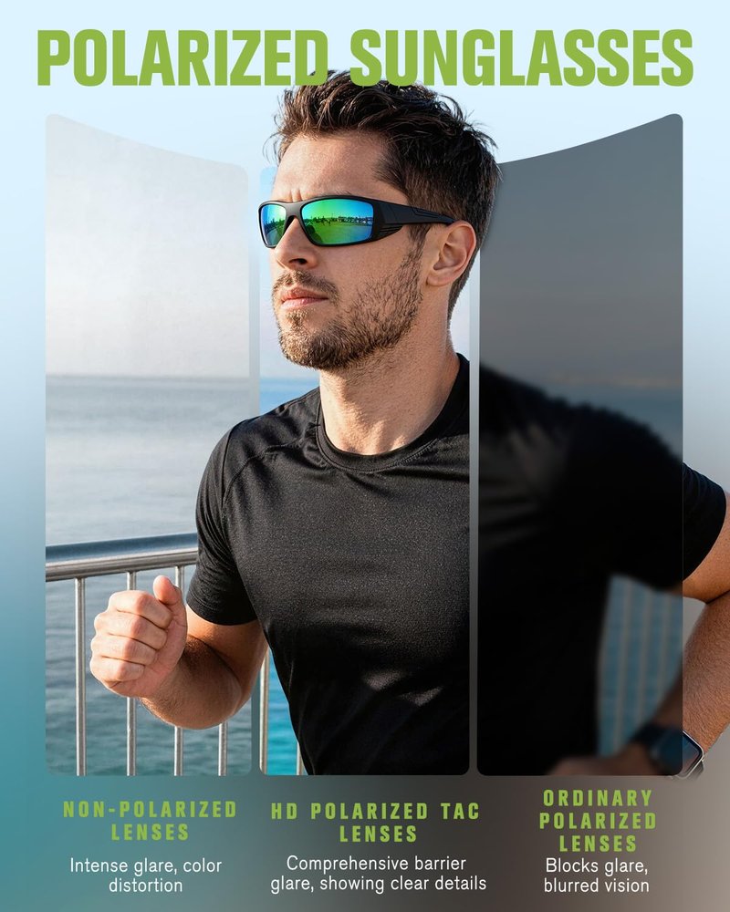 QALLY Polarized Sports Sunglasses for Men Women Wrap Around Sun Glasses UV400 Protection Mens Sunglasses Cycling Fishing Golf