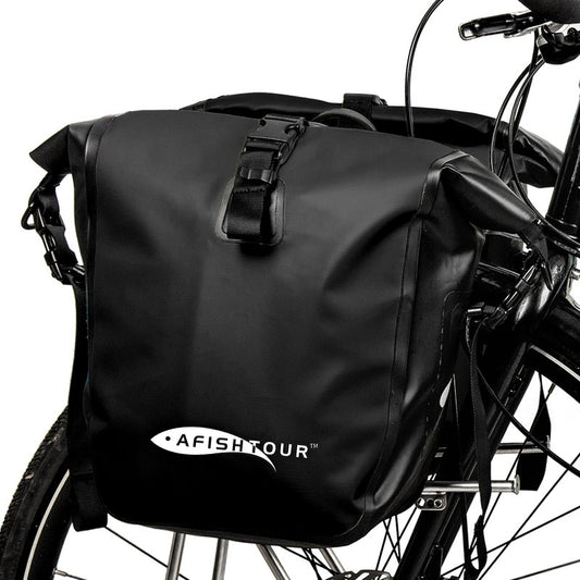 AFISHTOUR Waterproof Bike Pannier - 15L Saddle Bag for Bicycles Rear Rack - Bike Bag for Grocery, Laptop (Black, 1 PCS)