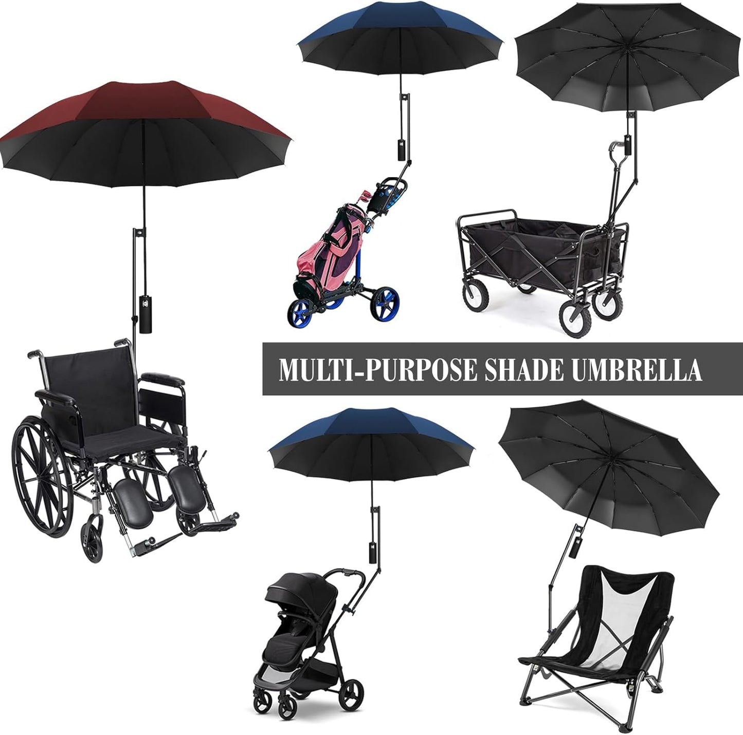 XLINGZA Beach Umbrella - UPF 50+ Protection with Adjustable Universal Clamp - Perfect for Outdoor Use