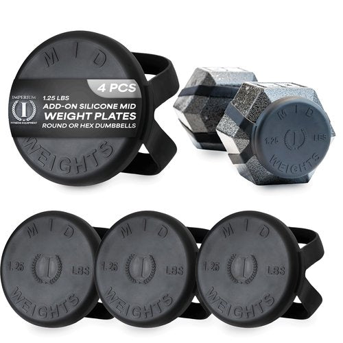 Mid Weights Silicone Microweights For Round or Hex Dumbbells, 1.25 lb. Add On Weight For Dumbbells, Fractional Weights To Add 1.25 or 2.5 lbs