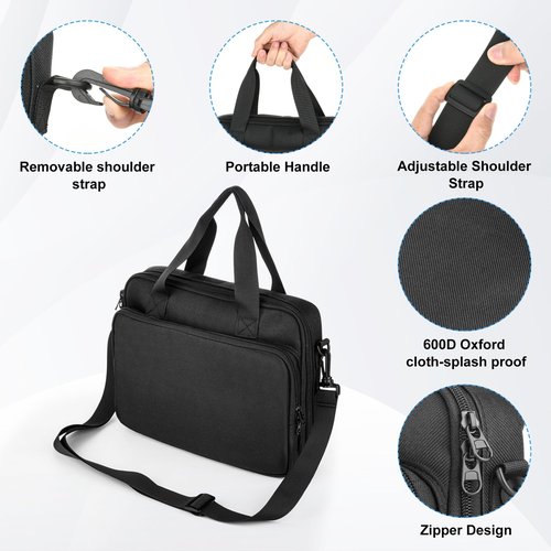 Homakover Large Walkie Talkie Case Bag with Shoulder Strap, Walkie Talkie Rechargeable Handheld Two Way Radios Carrying Box, Accommodate 4 Walkie Talkies and Accessories, Black (Bag Only)