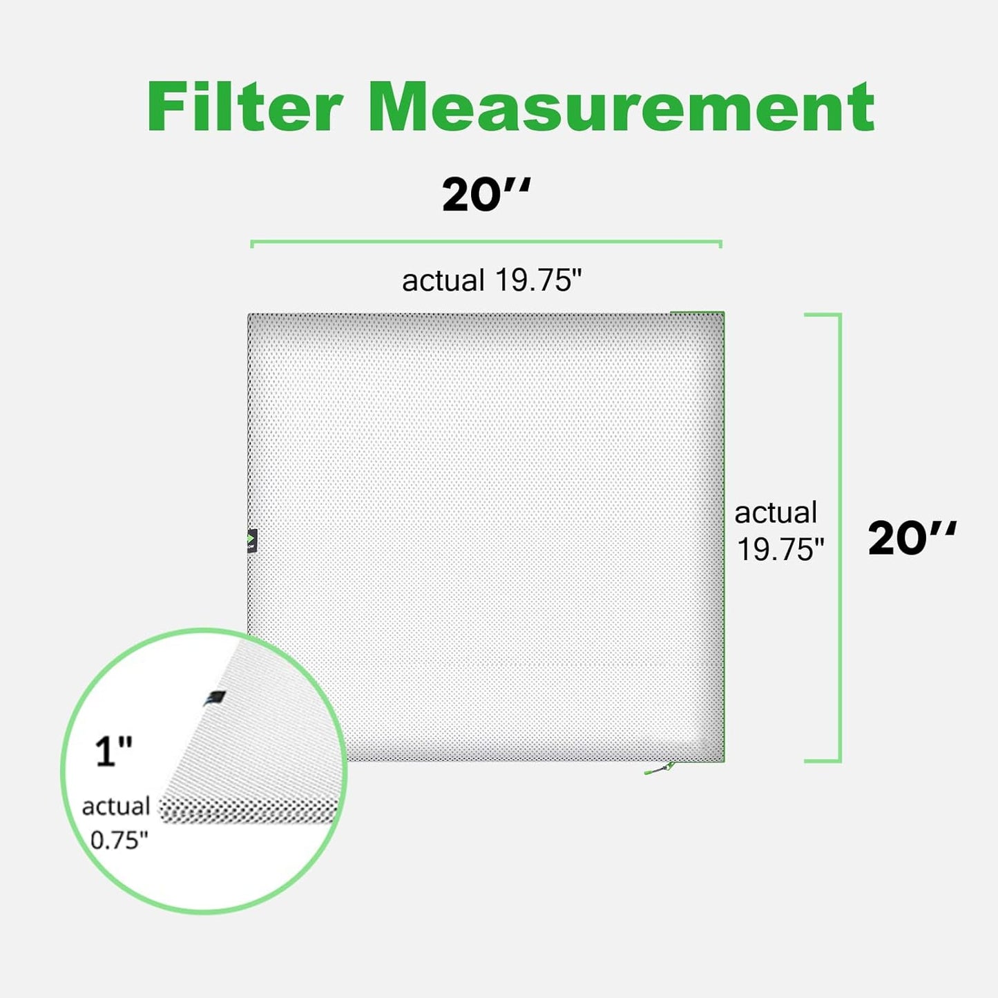 20x20x1 Washable Air Filter - Reusable MERV 8 for AC & HVAC Systems