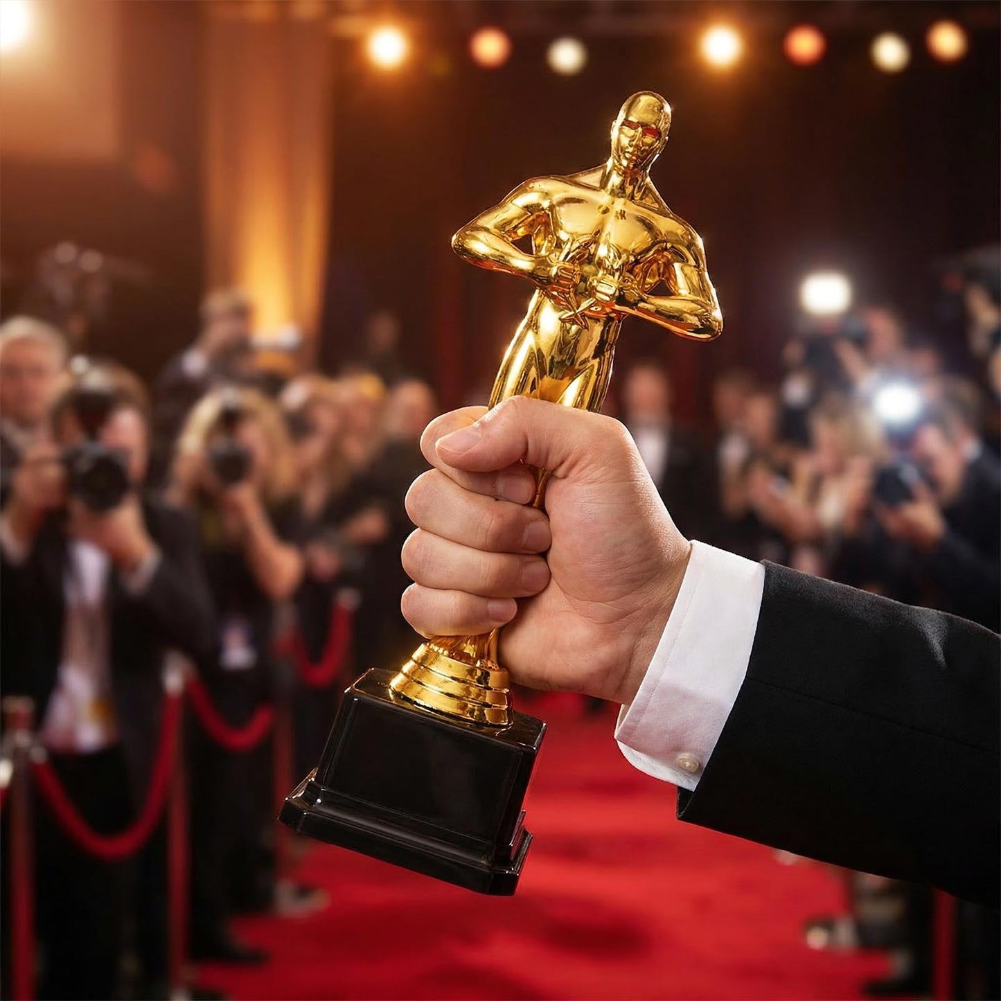 Xosjska 10'' Gold Award Trophy, 4 Pack Plastic Gold Award Trophies Oscar Trophy for-Award Ceremony,Celebration Competition,Events, Sports, Party Decorations,Ceremony and Appreciation Gift