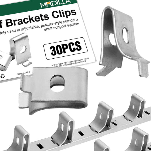 30Pcs Aluminum Adjustable Shelf Brackets Clips,Silver Metal Shelf Clips for Metal Shelving,Shelf Clips for Wood Shelving