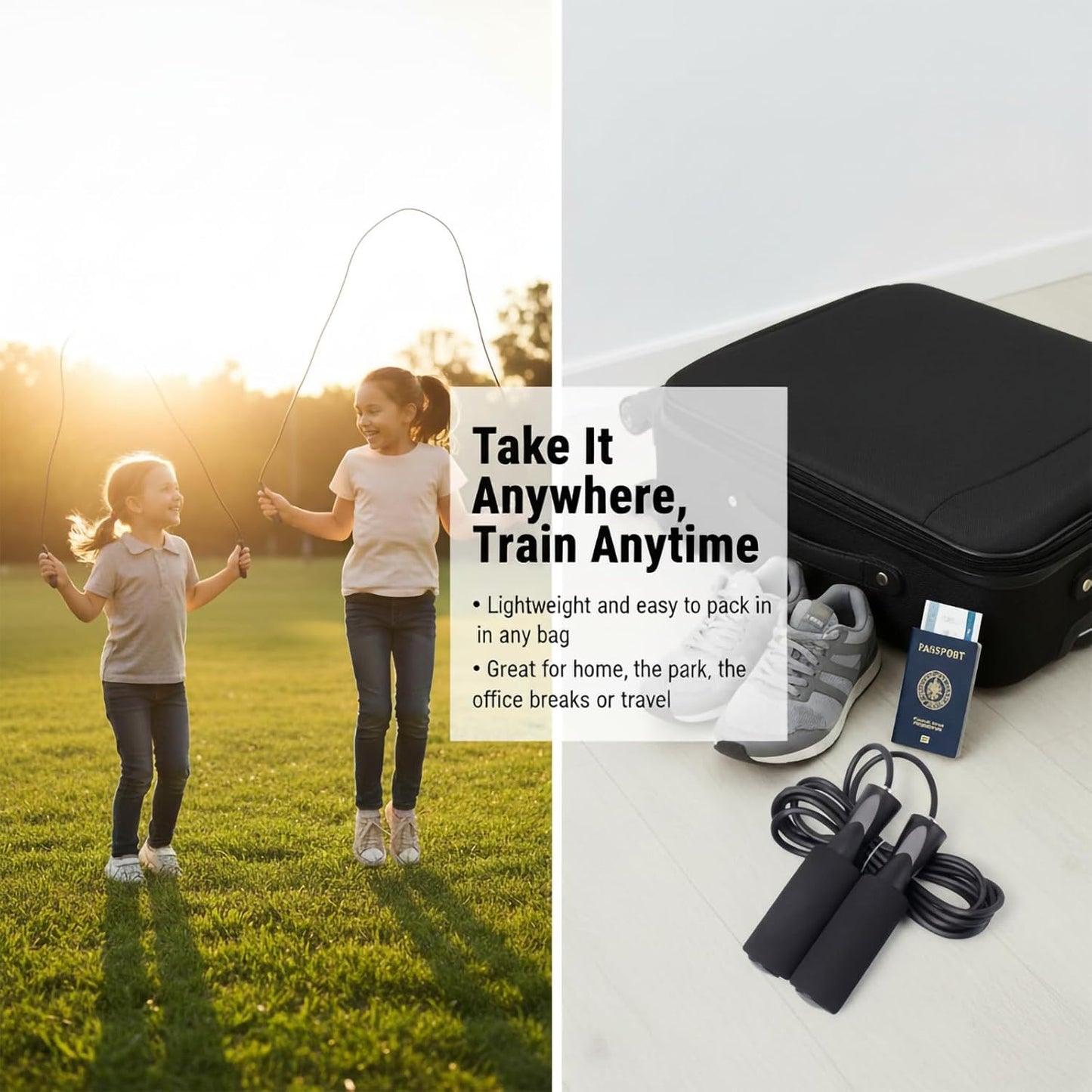 XYLsports Jump Rope - Adjustable PVC Exercise Rope with Tangle-Free Design & Foam Handles for Cardio & Home Workouts