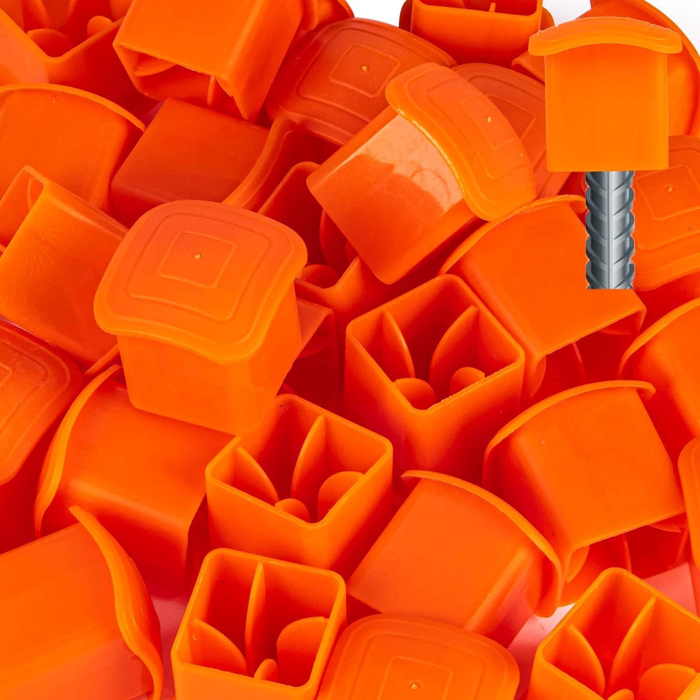 Sukh Rebar Caps - 30Pcs Orange Mushroom Safety Cover for T-Posts, Building Construction Protection Stakes - Plastic End Caps Fit #3-#7 Stake Sizes