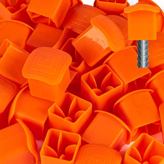 Sukh Rebar Caps - 30Pcs Orange Mushroom Safety Cover for T-Posts, Building Construction Protection Stakes - Plastic End Caps Fit #3-#7 Stake Sizes