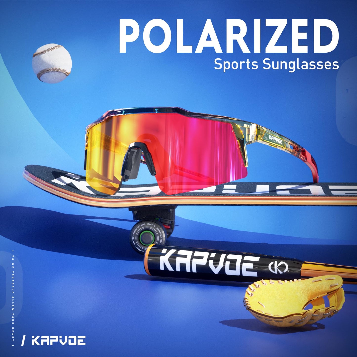 KAPVOE Youth Polarized Sports Sunglasses Kids Baseball Softball Cycling Glasses UV400 Protection for Boys Girls Age 6-12