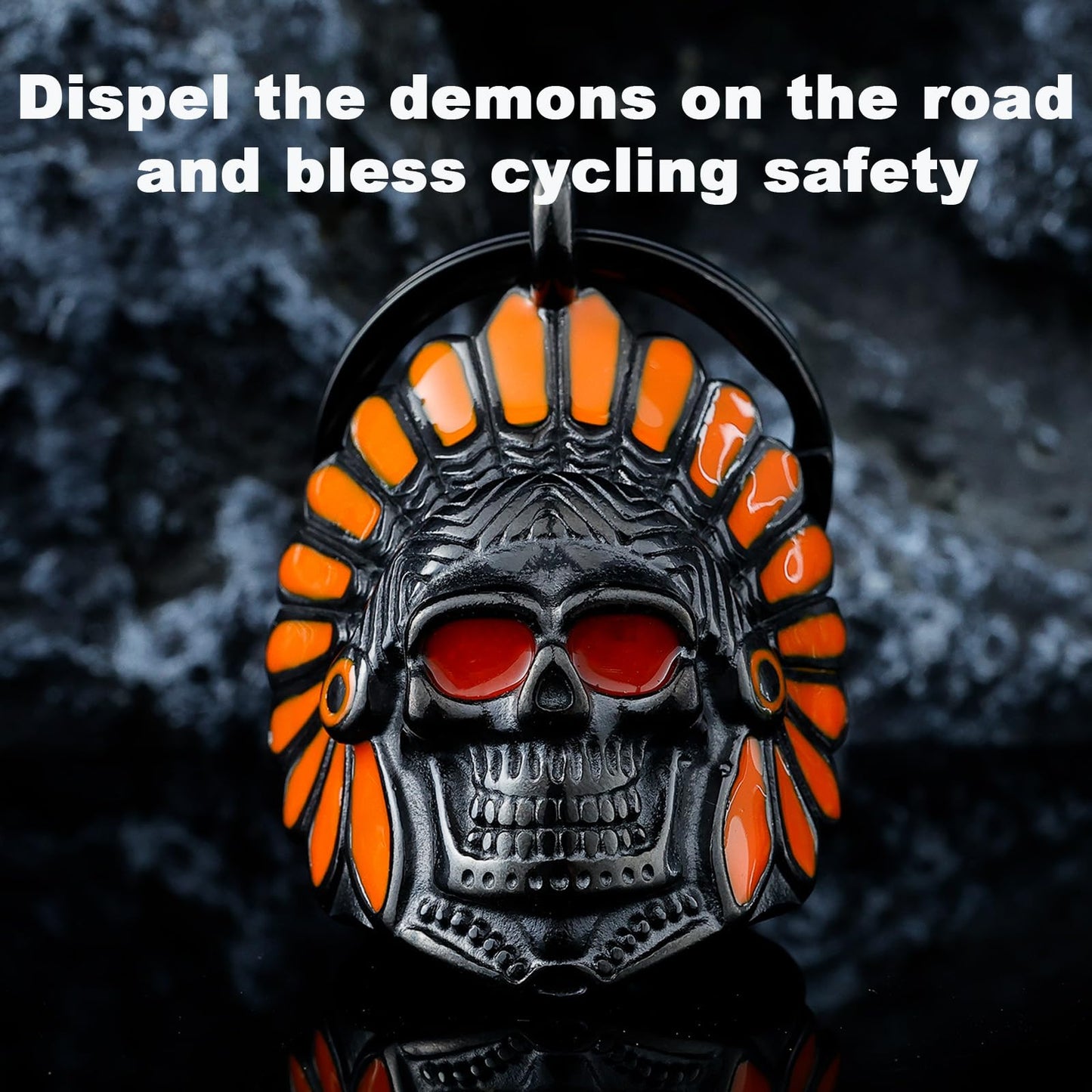 Motorcycle for Bells - Bicycle Bells for Men, Stainless Steel can bring good luck and peace to motorcycle accessories (Black Orange)