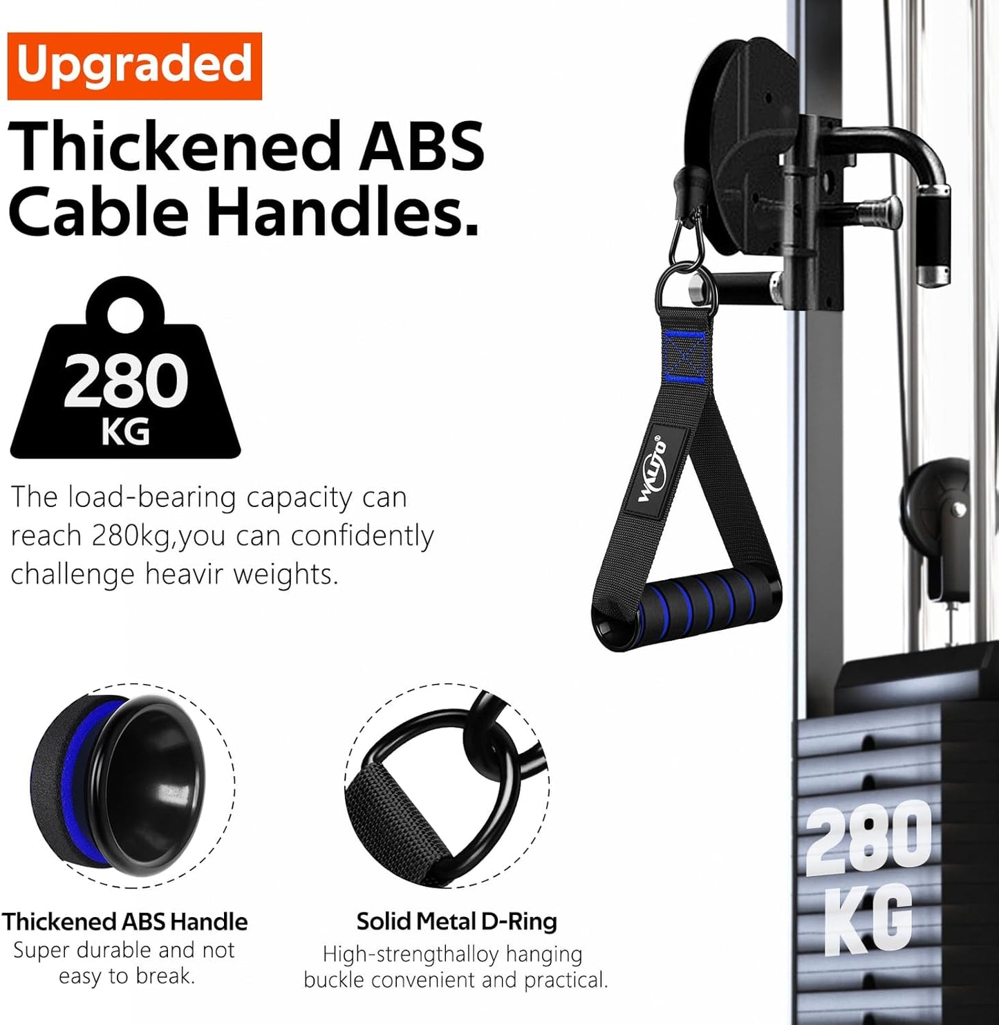 WALITO Exercise Handles - Heavy Duty Cable Machine Attachments for Home Gym | Pulley & Resistance Bands