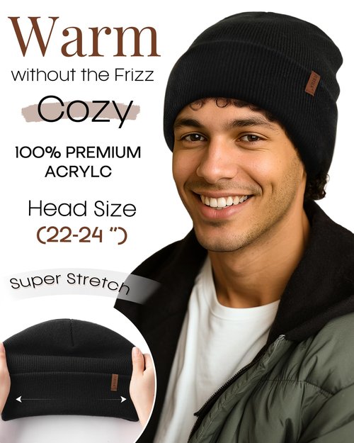 FURTALK 2 Pack Satin Lined Beanie for Men Women Acrylic Winter Hats Warm Silky Skull Cap