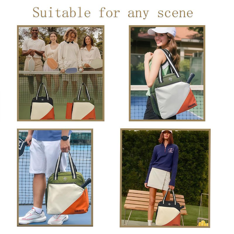 Pickleball Bag for Women Men Large Tennis Backpack for Pickleball, Tennis, Racketball, and Travel Sling Bag with Shoe Compartment and Fence Hook External Ball B-ag and Adjustable Shoulder Strap