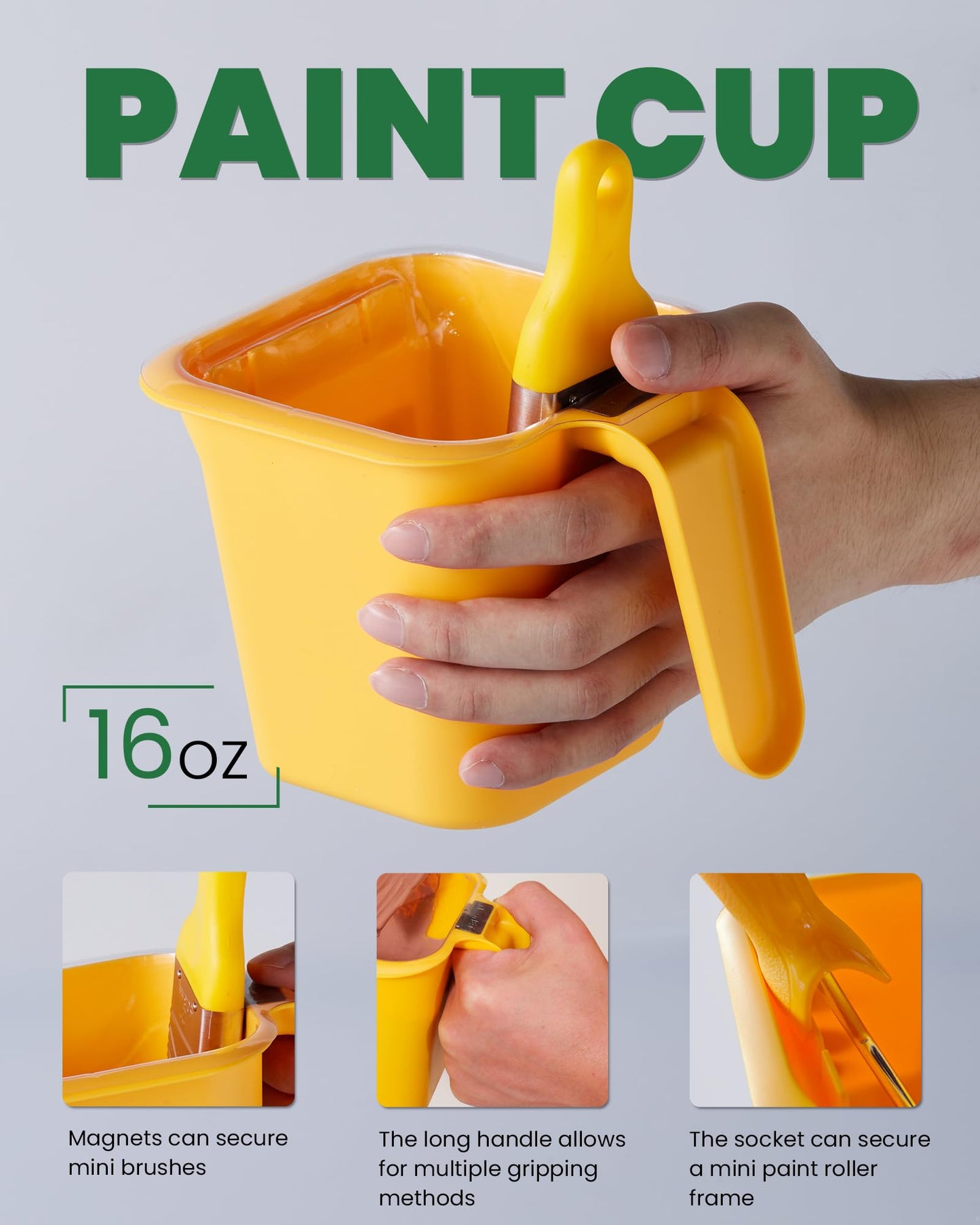 Voomey 13Pc Paint Cups for Painting, Small Paint Bucket Holds 16 oz. of Paint or Stain, Paint Cup, Paint Pail Liner, Brush, Trim Painting Tool, for Finishing Work and Repairs