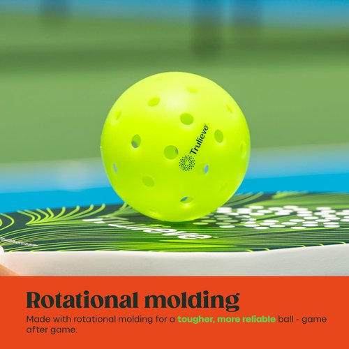 TRULIEVE Green Indoor Pickleball Balls Set of 4, 40-Hole Rotational-Molded Design, 0.92 oz Weight for Consistent Bounce, Crack-Resistant — Tournament & Recreational Play