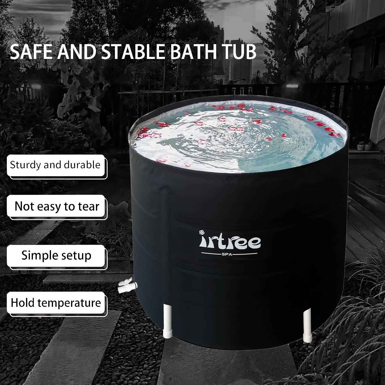 Portable Bathtub Adult Soaking Tub Folding Shower Cold Plunge Tub Cold Plunge Barrel Bath Tub Shower Tub (Dia 29.5" x H 27.5")