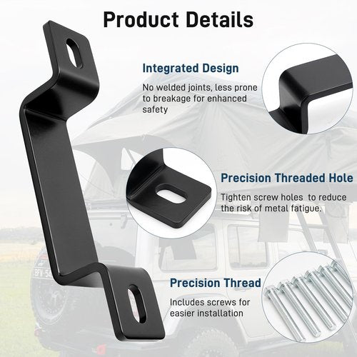 JERBOR 4pcs Roof Top Tent Mounting Clamp for Jeep, 3-1/4" x 1" U Bracket Rustproof Carbon Steel Roof Rack Mount, Sturdy Rooftop Tent Accessories for Jeep