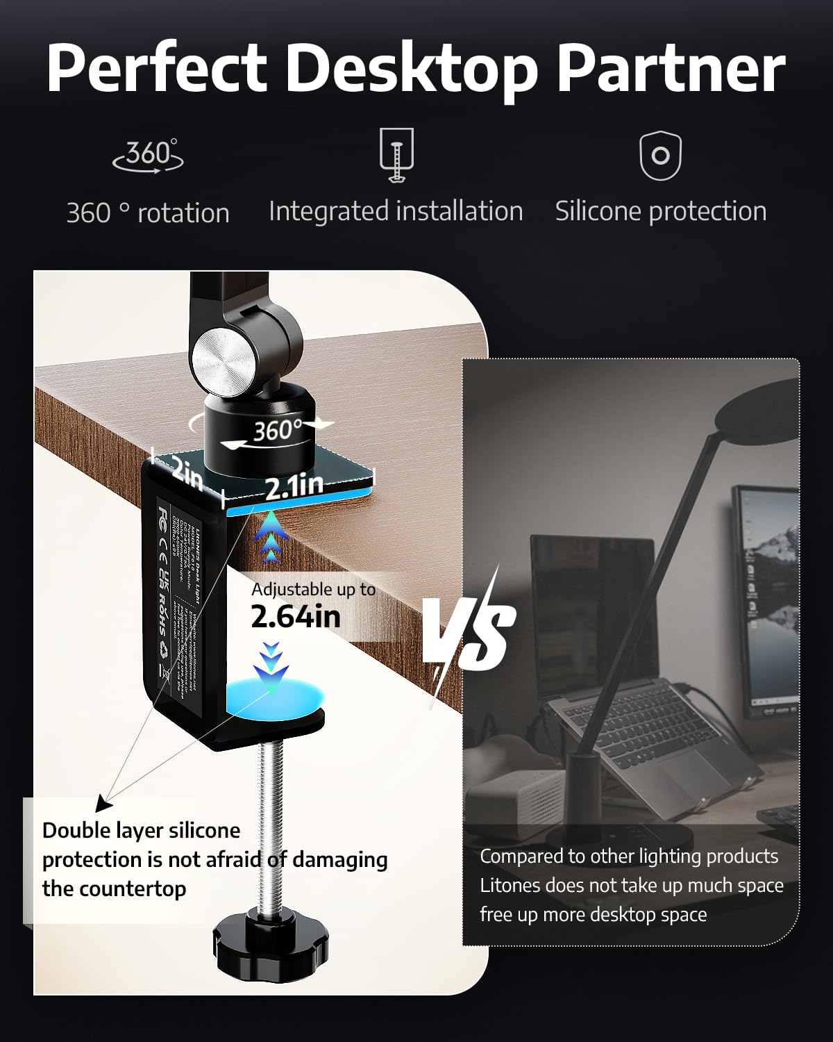 1Pack Video Conference Lighting, Zoom Lighting for Computer with Clamp, 30 Light Modes, Eye-Caring Swing Arm Desk Light with Memory & Timing Func for Home Office, Video Call, Video Conferencing