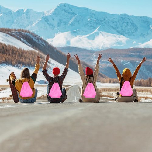 KUUQA Drawstring Backpack Bags - 25Pcs Bulk Set in Pink | Foldable Gym & Travel Sacks