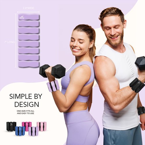 Wrist Weights Adjustable Ankle Weights for Women Men 1LBS *2 Pilates Silicone Leg Arm Weighted Bracelet for Yoga Dance Running Walking Swimming Home Gym Physical Therapy Purple