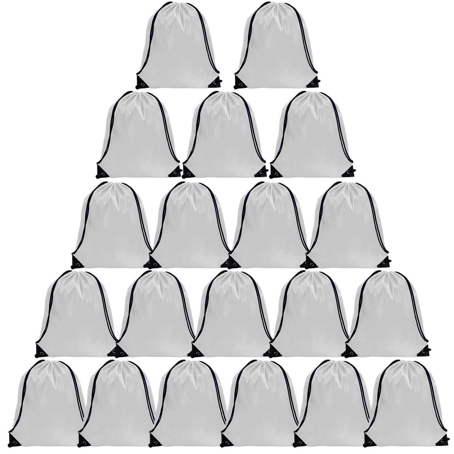 GoodtoU Drawstring Bags, Nylon Backpacks with Drawstring for Sport, Traveling, Team (White, 16Pcs)