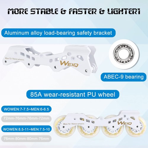 Inline Skates for Women and Men, Fitness Professional Roller Skates Blades Adult, High Performance Outdoor Inline Speed Skates Unisex, Beginner Free Aggressive 4-Wheel Racing Skates White gold (40-41)