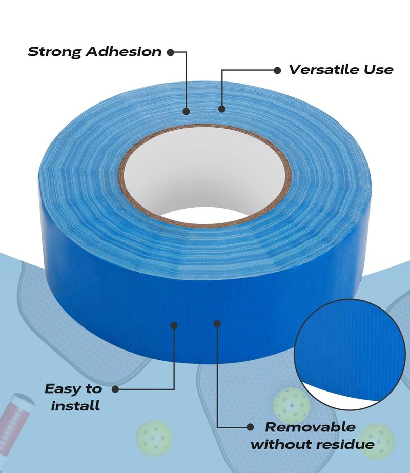 Mibhuvan Pro Pickleball Court Tape 2" x230ft- Temporary Court Lines Tape, No Residue Removable Sports Tape for Indoor/Outdoor, Quick Setup with Blue Tape