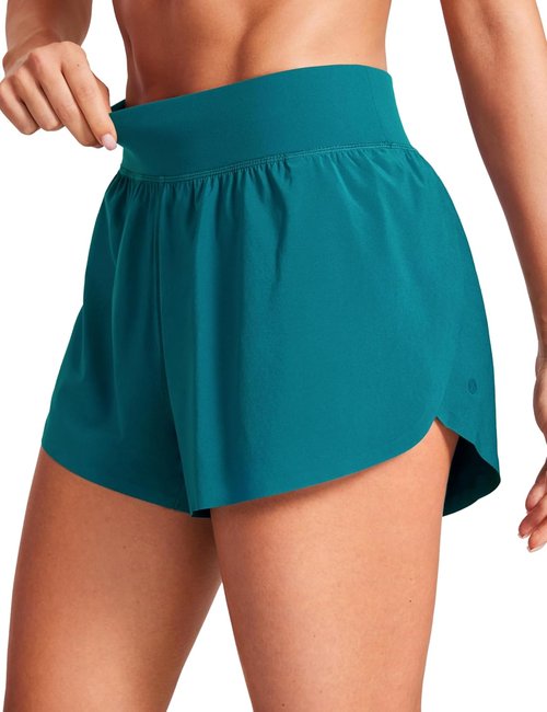 CRZ YOGA High Waisted Running Shorts - Quick Dry Mesh Liner for Women | Comfortable Athletic Fit