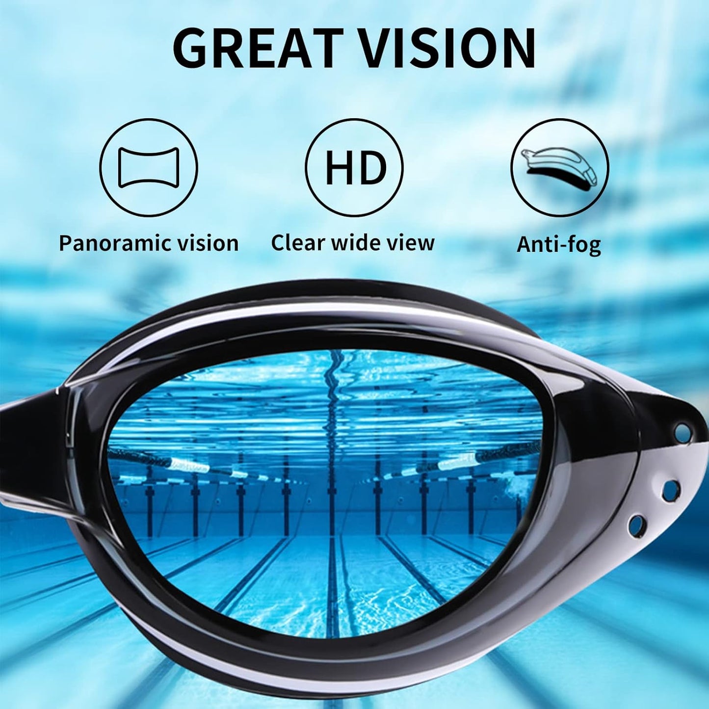 Swim Goggles - Anti-Fog, Anti-UV, Leak-Proof Design | 2 Pack for Adults & Youth