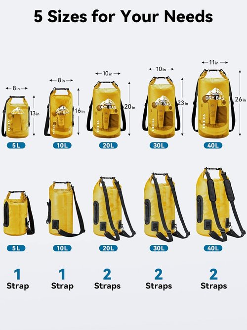HEETA Waterproof Dry Bag - Lightweight Roll Top Storage for Travel, Swimming & Kayaking | 5L-40L Sizes