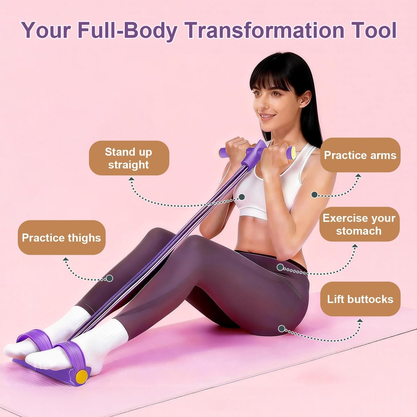 Pedal Resistance Bands - Durable 6-Tube Elastic Fitness Bands for Full-Body Workouts | Ideal for Men & Women