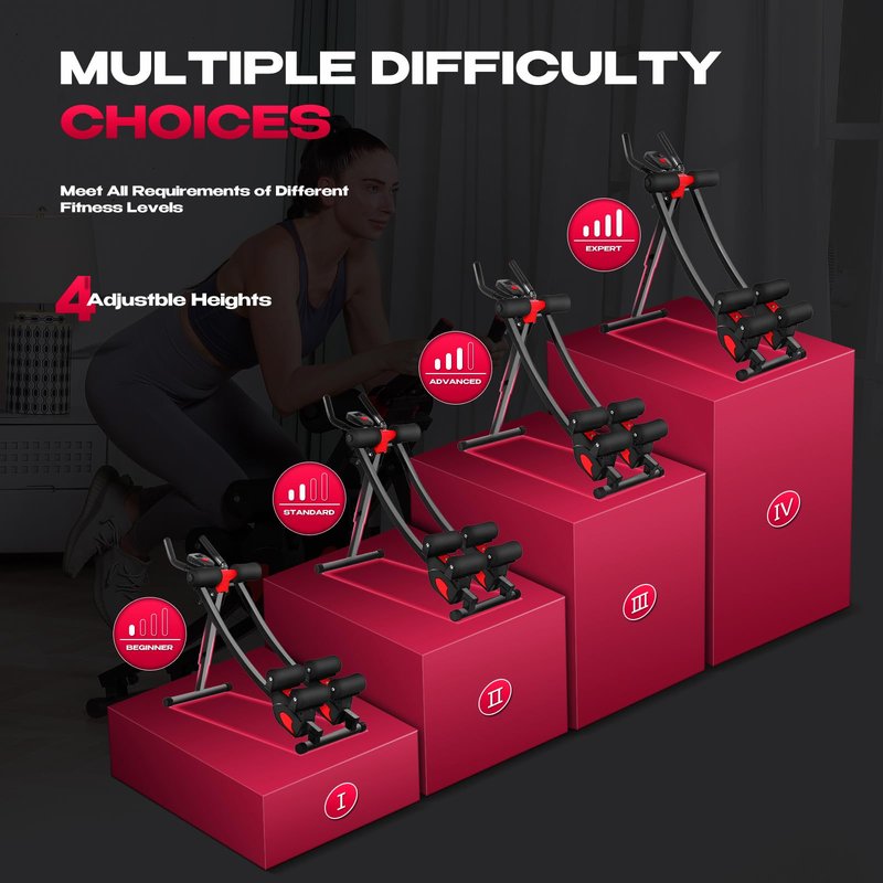 BODY RHYTHM Dual-Track Ab Machine with 4 Adjustable Heights, Foldable Core & Abdominal Exercise Machine, Total AB Workout Equipment for Home Gym, Ab Women Exercise Fitnes Trainer. (Black)