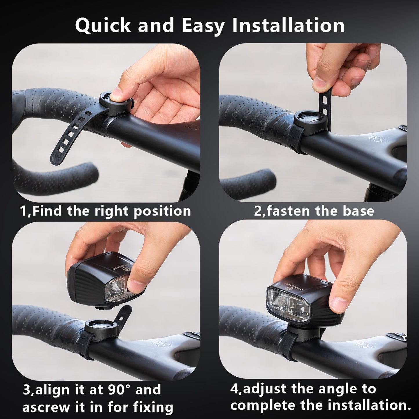 OFFBONDAGE Light Bar for Ebike Headlight 830/1080 Lumens LED Front Bike Lights for Night Riding Rechargeable IP65 Waterproof, 2 Mounting Options