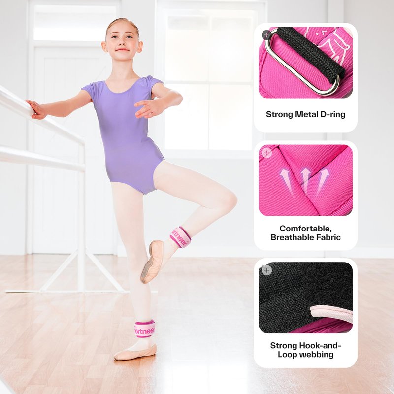 Sportneer Ankle Weights 0.5/1/2/3/5 LBS 1 Pair Wrist Leg Arm Weights for Women Men Kids Child with Adjustable Straps, Strength Weighted for Jogging Running Walking Fitness Gym Workout (Pink, 0.5 lbs x 2)