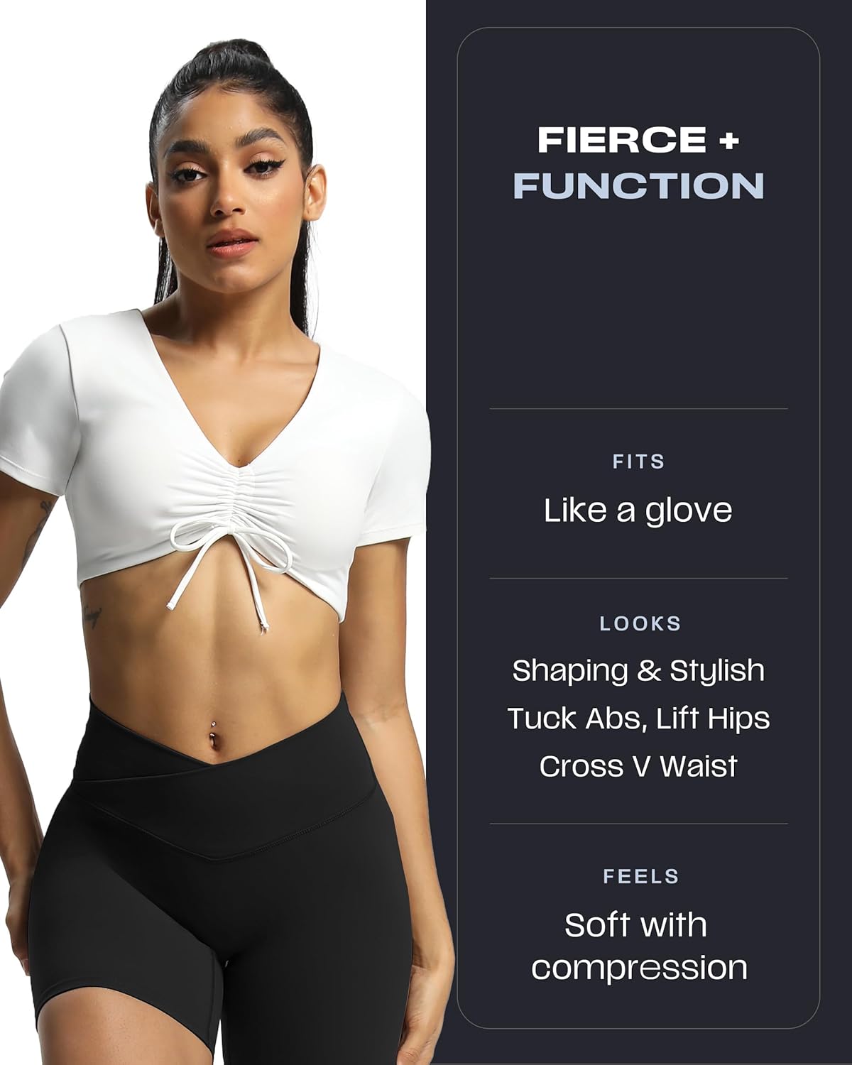 Aoxjox Trinity Workout Biker Shorts - High-Waisted Tummy Control for Women | 6" Crossover Design