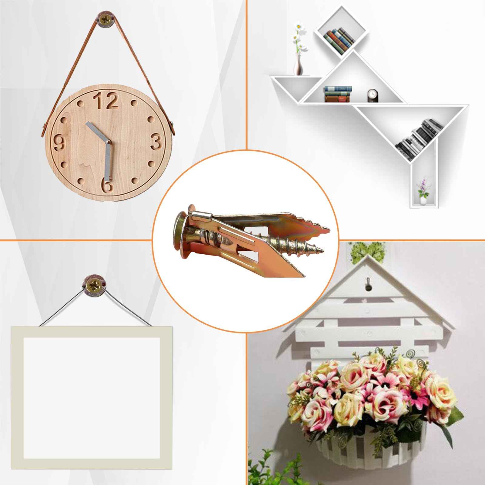 Sunxeke 410 PCS Self Drilling Drywall Anchors with Screws Kit - 2 Sizes Sheetrock Anchors & 4 Sizes Zinc Expansion Screws,2025 Upgraded Zinc Plated Steel,No Drill Needed, Holds Up to 66LB on Walls