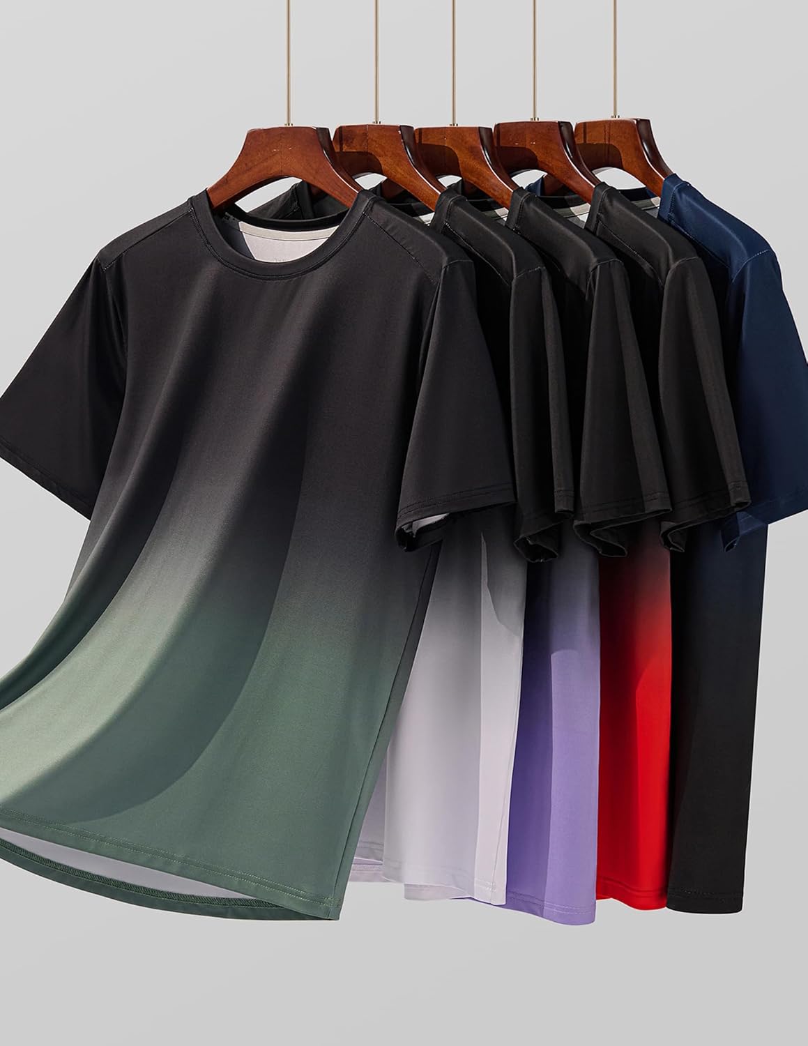 Skiennix Men's Active Quick Dry Crew Neck T-Shirts - 5 Pack Athletic Gym Tees for Workouts