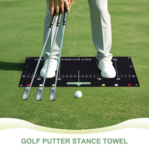 JIUYIBC Golf Sure Stance Ball Position Trainer Towel, Microfiber Swing Trainer Towel and Golf Putter Stance Towel to Improve Your Stance - Setup Positions for All Shots and Clubs