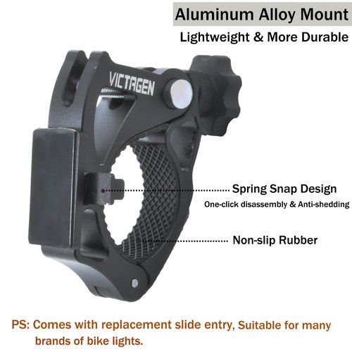 Replacement Bike Mount for Bike Light, Bike Lights Aluminum Mount, Universal Bike Headlight Bracket, Bicycle Light Holder, Easy to Install Without Tools, for 22-33 Handlebar (1 Pack)
