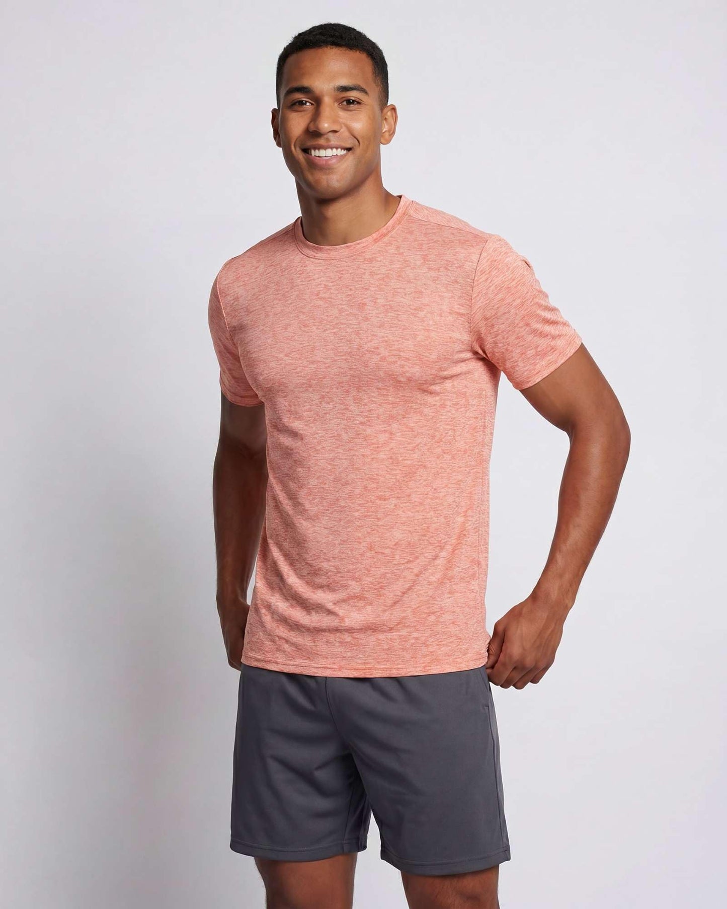 Real Essentials 5 Pack: Men's Dry-Fit Short Sleeve Crew Neck T Shirts Fitness Running Gym Workout Cool Exercise Athletic Tee, Set 16, Small