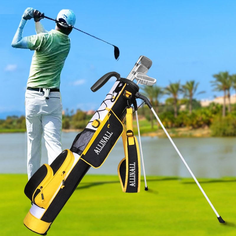 AZSJNAZ Sunday Golf Lightweight Stand Carry Bag with Padded Strap, Pitch &Putt, Practice Driving Range Par 3 & Executive Courses for Men & Women–31.5 inches Tall (Black Yellow White)
