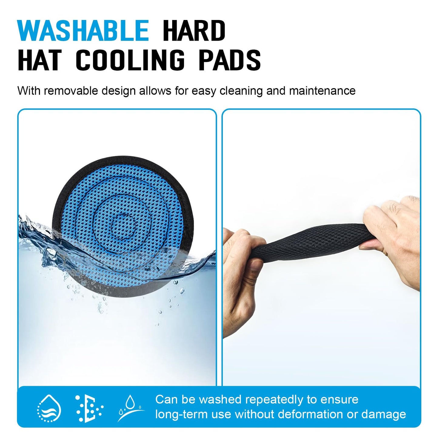 Hard Hat Top Pad Replacement, Washable Hard Hat Cooling Inserts/Liner/Sweatband, Sweat Pad Suspension Cushion Accessorie, Blue, 3 PCS