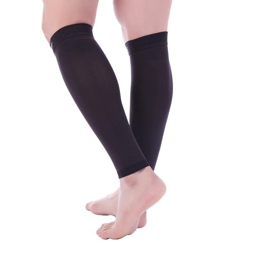 Doc Miller Calf Compression Sleeves for Men & Women, Footless Leg Compression Socks Support for Runners, 15–20mmHg Graduated, Shin Splints, Varicose Veins, Pain Relief & Swelling (1 Pair)