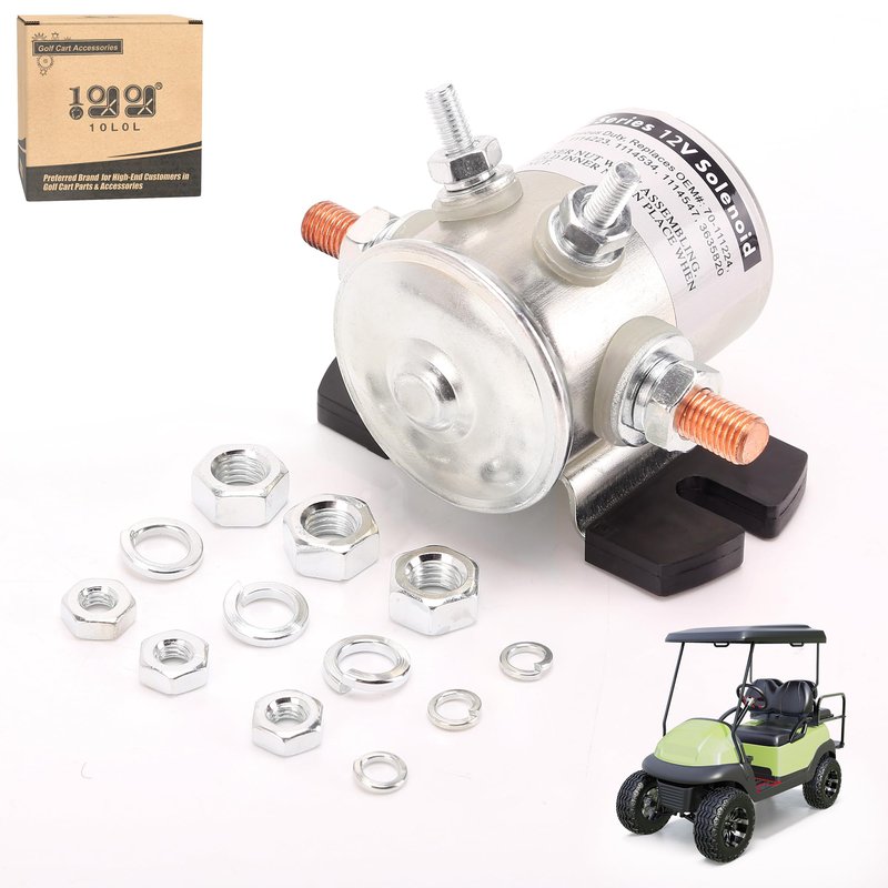 10L0L Golf Cart 12V Solenoid Assembly for EZGO Marathon (1979-1994), Cushman, Jacobsen Gas Golf Cart, 4 Terminal Continuous Duty OEM 16542G1, 16542-G1, 889673, 70-111224, 3635820