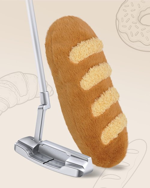Big Teeth French Baguette Funny Putter Cover, Plush Baguette Bread Novelty Golf Club Covers, Fit Blade Putter Mid Mallet Putter and Hybrid Clubs, Drawstring Closure